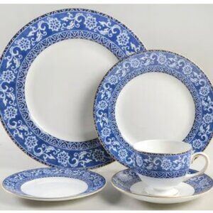 Wedgwood "Bokhara" Fine Bone China six 5pc place settings and 11" platter